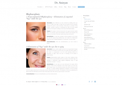Website development for Dr. Azizyan - plastic surgeon