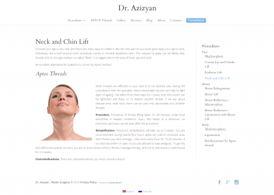Website development for Dr. Azizyan - plastic surgeon